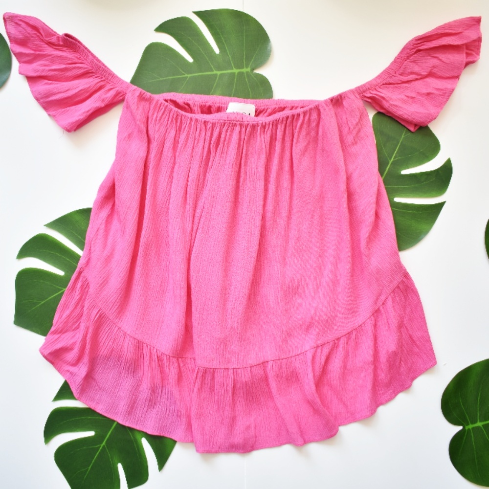 Misa Los Angeles Bright Pink Off Shoulder Blouse